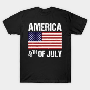 American map and Flag, 4th of July, happy independence day God Bless America T-Shirt